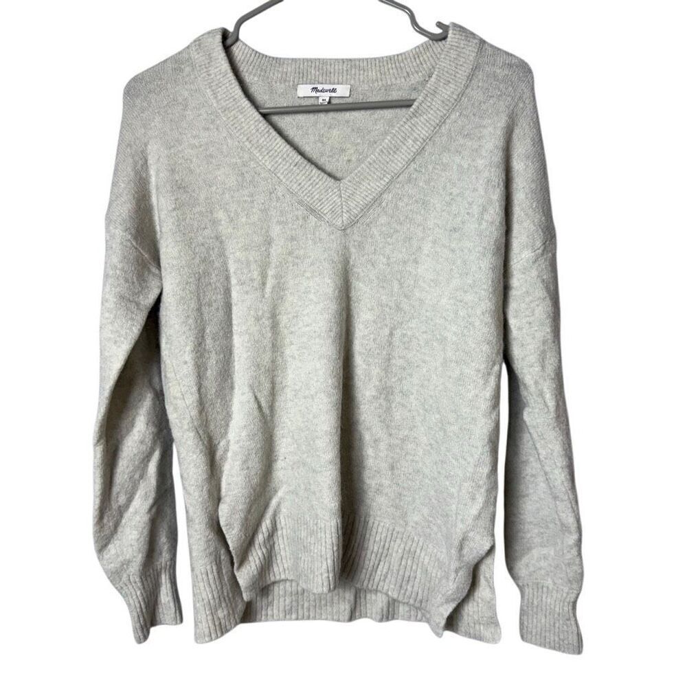 Madewell Bartlett V-Neck Pullover Sweater in Coziest Yarn size xs